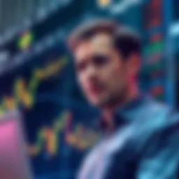 An individual looking at a stock market chart with a worried expression, symbolizing the end of a dollar-cost averaging journey in digital assets.