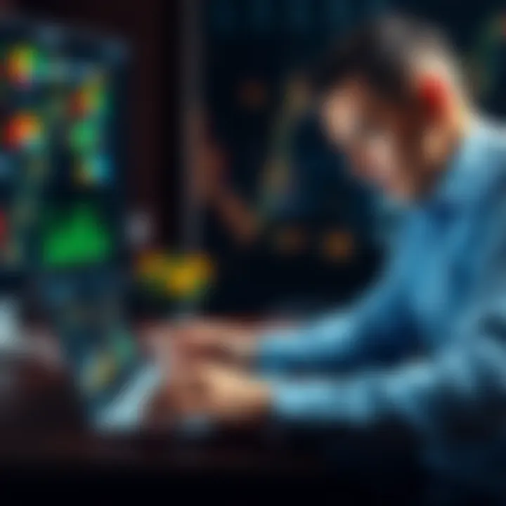 Investment Strategies in DeFi A person analyzing financial data and charts on a laptop while discussing investment strategies.