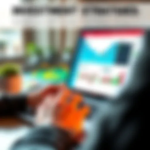 Person analyzing different investment options on a laptop with financial graphs displayed