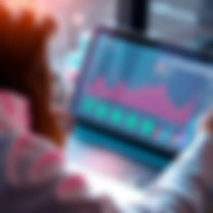 Investment Strategy Illustration A person analyzing financial charts and graphs on a laptop, representing Dollar-Cost Averaging in investments.