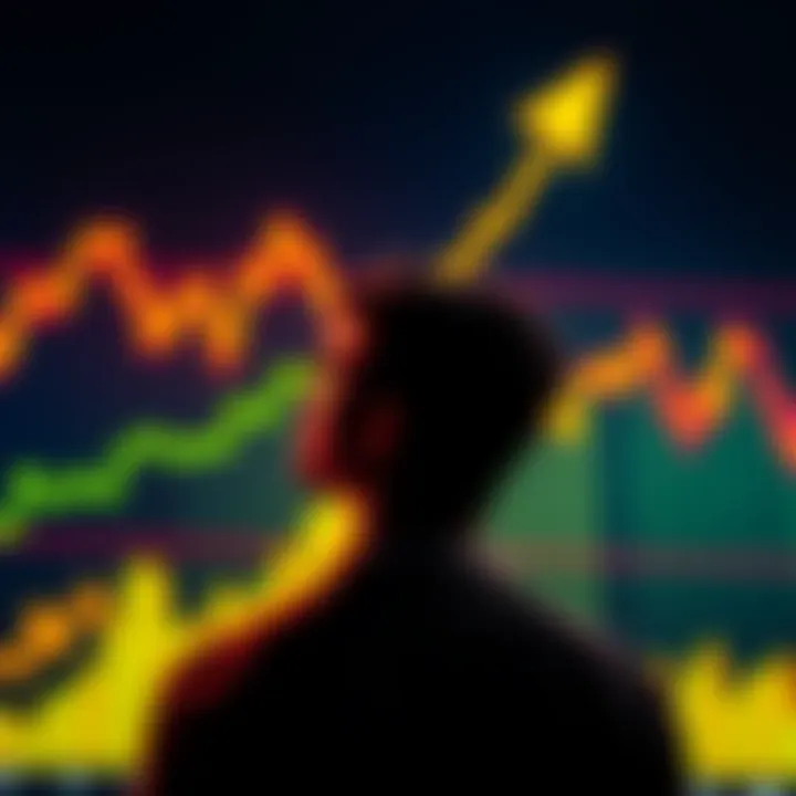 Strategic Investment Timing A person contemplating a financial decision with a backdrop of a rising stock chart, symbolizing opportunity and urgency.