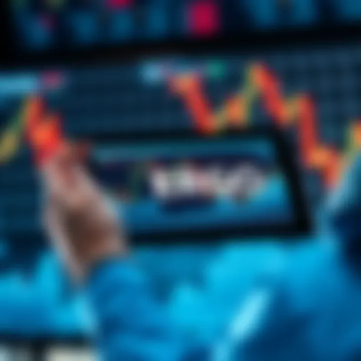 Investor Acquires ERGO Cryptocurrency An investor holding a digital tablet displaying ERGO cryptocurrency, with a graph showing price trends in the background.