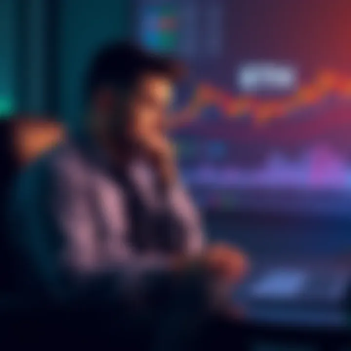 An investor sitting at a desk, looking thoughtful with Ethereum charts and a laptop in front of them, symbolizing their journey through the crypto market.