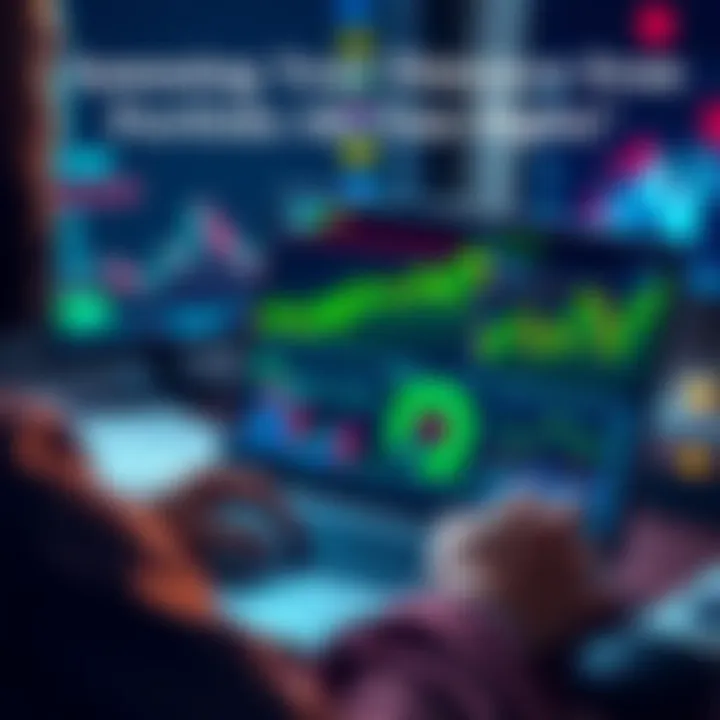 A person reviewing their investment portfolio on a laptop with financial charts on the screen.