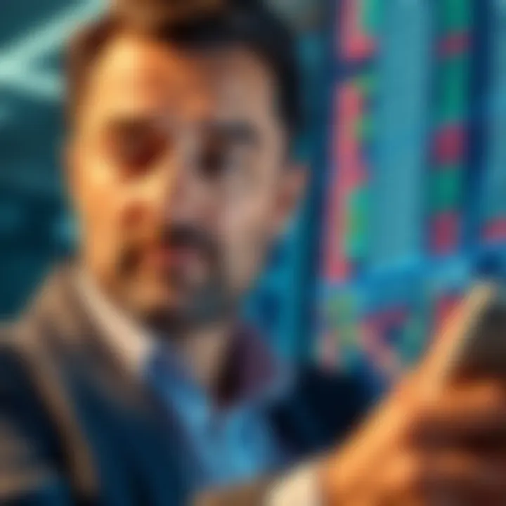 An investor looking at stock charts with a hopeful expression, symbolizing acceptance of market fluctuations.