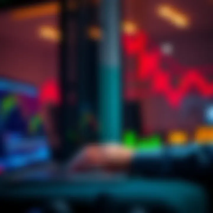 A person reviewing Bitcoin charts on a laptop, planning a purchase amid market fluctuations.