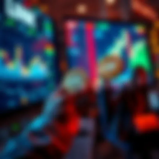 An investor holding LINK tokens while looking at stock charts and market data on a screen, highlighting the excitement around cryptocurrency investment.