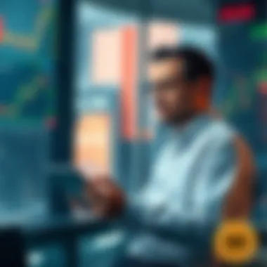 Investor calculating risks A calm investor reviewing financial charts and balancing risks in a peaceful environment