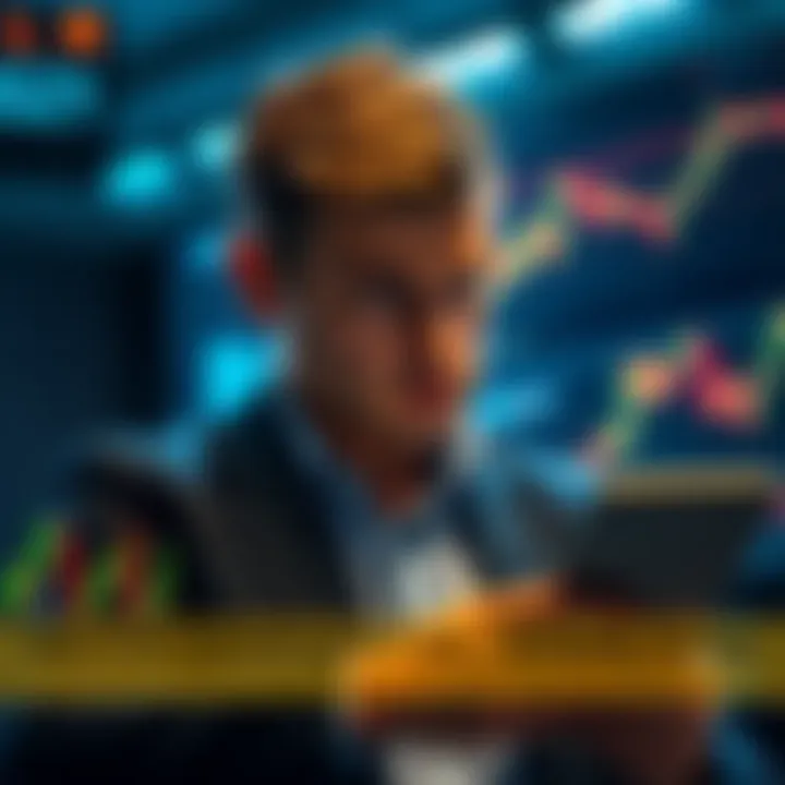 Investor Confusion with Dollar-Cost Averaging A perplexed investor looking at a fluctuating market graph, symbolizing concerns over dollar-cost averaging.