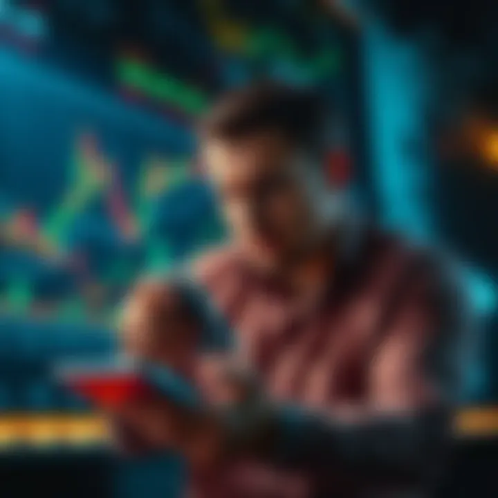 A worried investor looking at stock charts with a calculator in hand, illustrating the emotional impact of financial choices