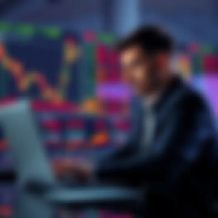 A person looking at declining stock charts on a laptop, considering whether to sell their investments, with a thoughtful expression.