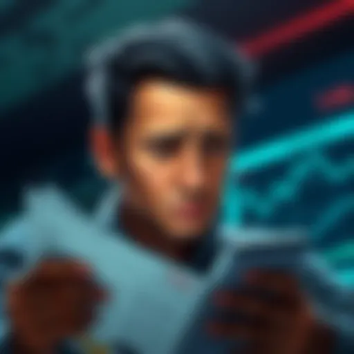 An investor looks worried while reviewing their crypto portfolio, considering selling coins for a loss to invest in new options like Pepe or Shiba Inu.