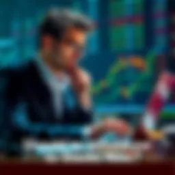 A worried investor looking at stock market charts on a laptop, pondering whether to withdraw funds due to market uncertainty.