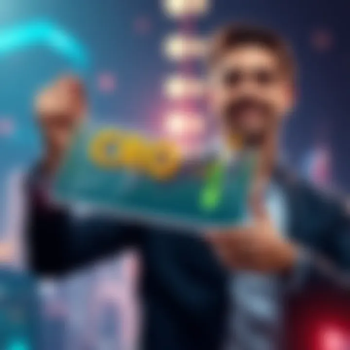 A person proudly holding a chart showing growth in crypto investments, symbolizing success in CRO investments.