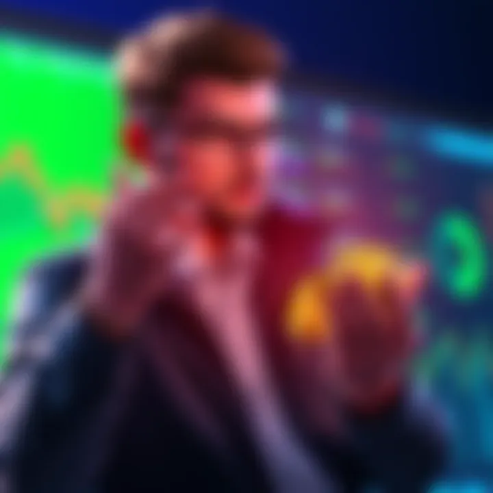 Investor reviewing cryptocurrency market trends, holding FLR tokens and contemplating future gains.