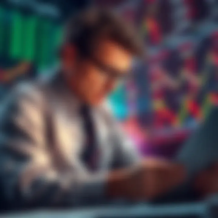 A stressed investor looking at stock market charts and graphs, contemplating whether to sell shares or wait for recovery in Q4.