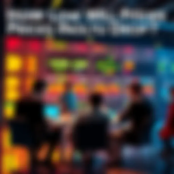 Group of investors analyzing market trends and price forecasts on a digital forum