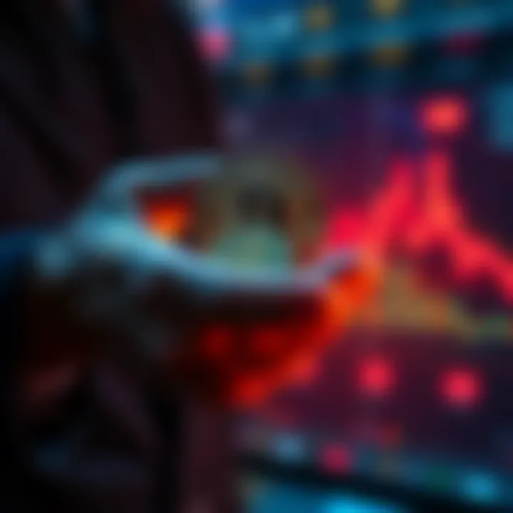 Investor firmly holding their Hbar coins while looking at a fluctuating market graph