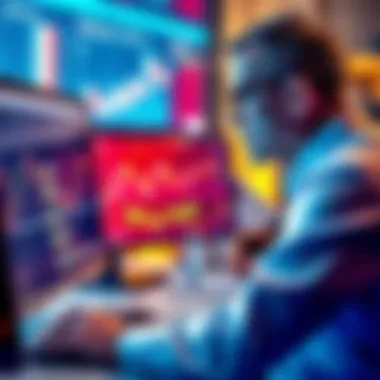 A focused investor looking at charts on a computer screen, contemplating their investment strategy without selling at a loss.