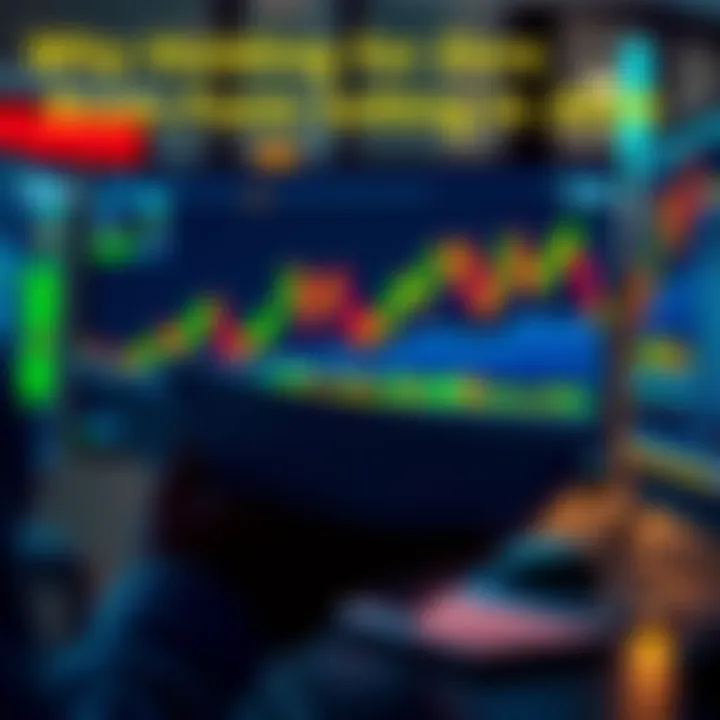 A person calmly holding investment documents while looking at a fluctuating stock chart on a computer screen, symbolizing patience in financial decisions.