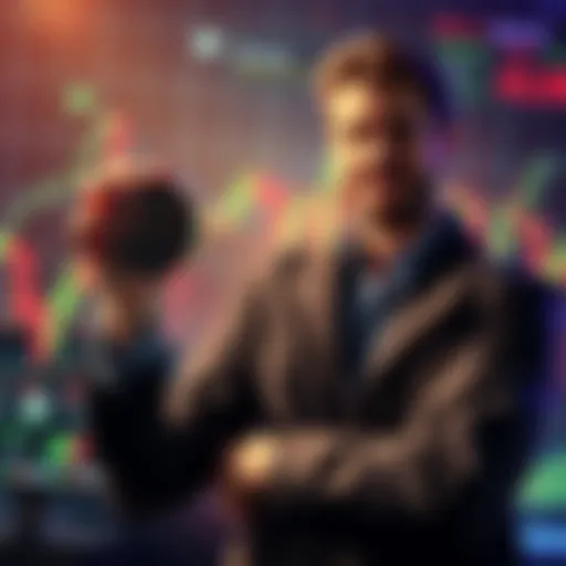 An investor confidently holding XRP coins with a digital graph and financial symbols in the background, representing long-term investment and optimism in digital currency.