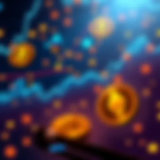 A graph showing rising investment trends for Bitcoin and Ethereum ETFs, with digital currency symbols in the background.