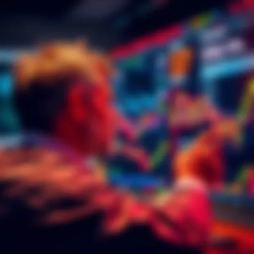 Investor looking at market trends A person analyzing stock market trends with charts and graphs, focused on identifying buying opportunities during a downturn.