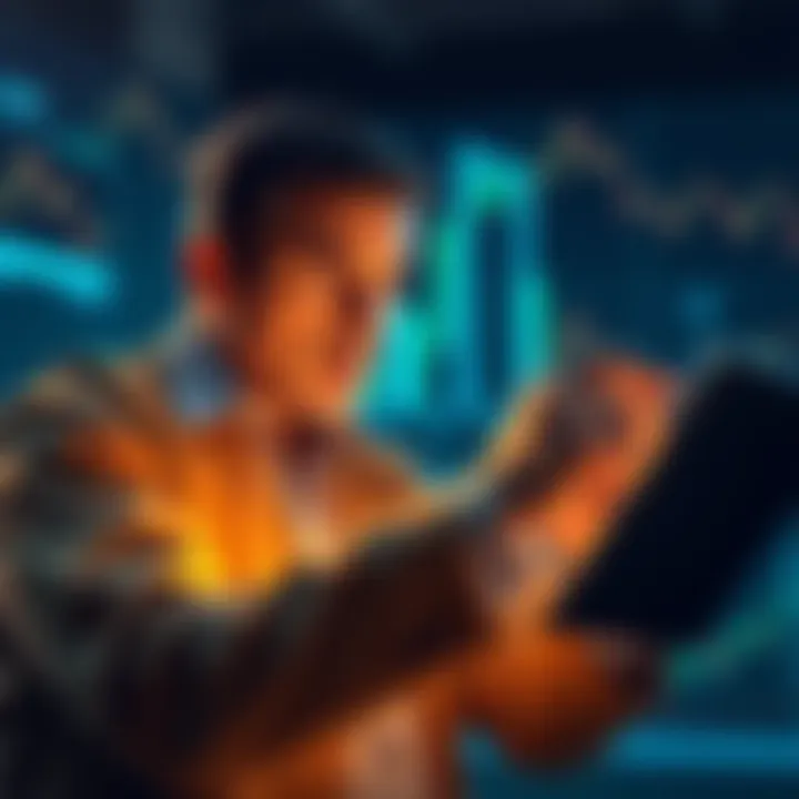 Investor Resilience A determined investor analyzing market trends with confidence amidst volatility