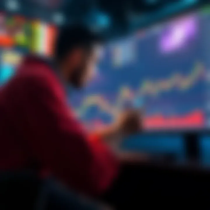 Investor Selling Crypto Holdings An investor looking at a screen displaying cryptocurrency charts while preparing to sell their crypto assets after a gain.