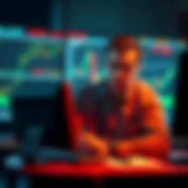 An investor looking frustrated, sitting at a desk with a computer showing stock charts, preparing to sell their holdings and move to a world ETF.