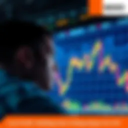 An investor stares at a stock chart showing fluctuating prices, reflecting on missed profits and uncertain future, with a worried expression