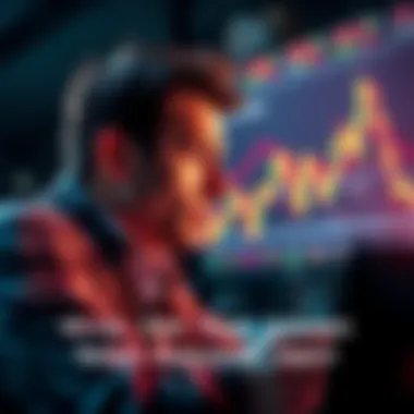 Investor Anxiously Observing Stock Chart A worried investor looking at a stock chart on a computer screen showing sharp price fluctuations, symbolizing market manipulation.