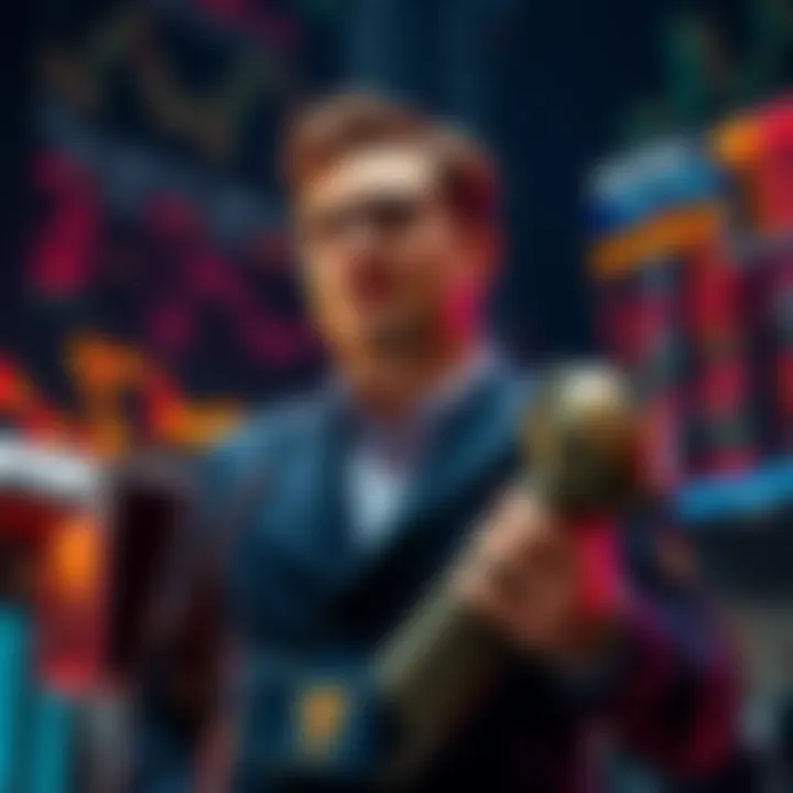 A trader confidently holding onto an $11 million investment despite a market drop, showing resilience in the face of a 40% decline.