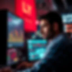 Investor looking concerned while watching a market rally on a screen, feeling left out