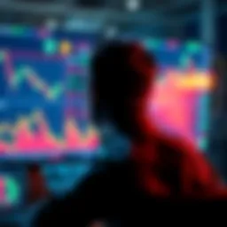 Investor Watching Market Trends An investor looks at a computer screen displaying fluctuating stock charts, representing market risks and pump claims.