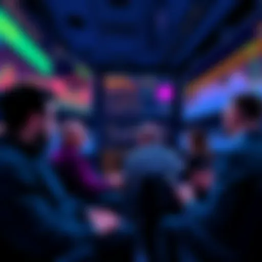A group of investors looking at charts and graphs on screens, discussing strategies as Altseason approaches.