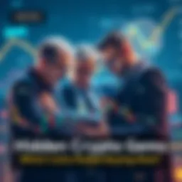Group of investors analyzing data on cryptocurrency growth and potential coins