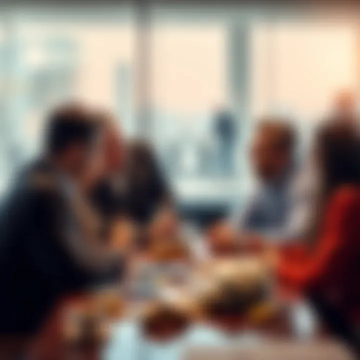 Group of investors sharing opinions about coin investments in a casual setting