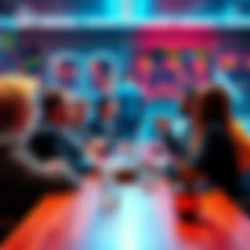 A group of investors sharing stories about their gains and losses in a financial project