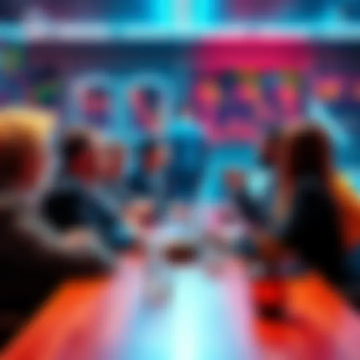 A group of investors sharing stories about their gains and losses in a financial project