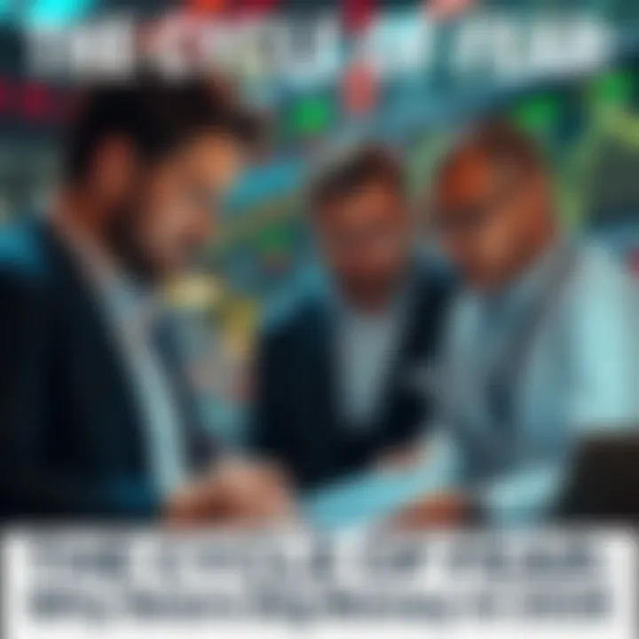 Group of investors analyzing market data and trends during a bear market, focused and taking notes