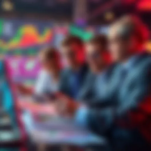 Group of investors studying charts and graphs of recent market highs