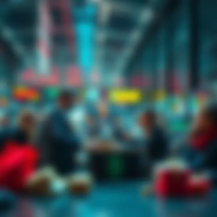 Investors confidently placing small bets in a fluctuating market, showing signs of resilience.