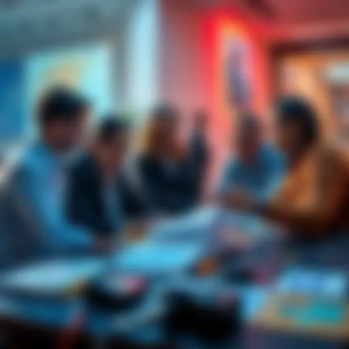 A group of investors discussing strategies for entering yield pools in 2026, with charts and tools on the table