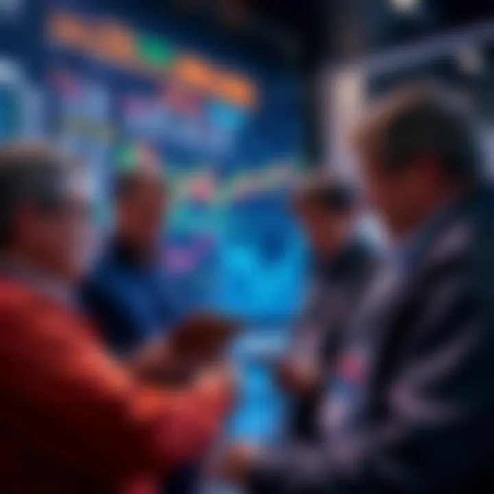 A group of investors looking at stock market charts and graphs, discussing strategies for 2026.