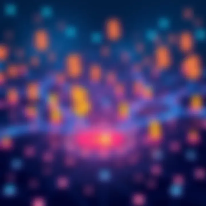 Illustration showing a network of devices connected, symbolizing Internet of Things, with dollar signs highlighting profit potential from fee sharing staking.