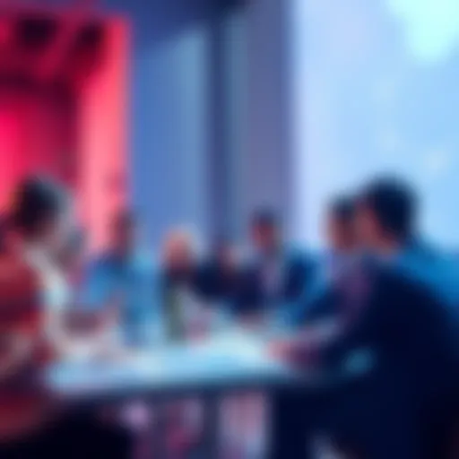 Group of diverse participants engaging in a meeting, discussing innovative ideas and IOTA technology applications.