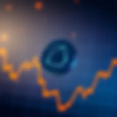IOTA logo displayed on a downward trending graph, indicating current struggles in the market.