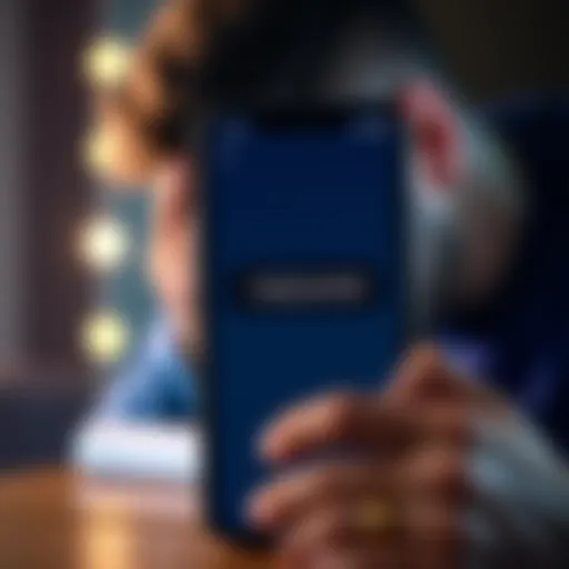iPhone with Ledger Wallet app error message An iPhone screen displaying an error message from the Ledger Wallet app after the latest iOS update, with a frustrated user in the background