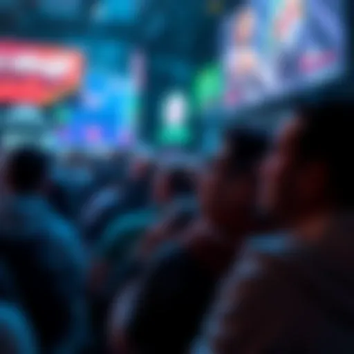 A worried crowd watches news on cryptocurrency prices fluctuating due to recent attacks in Iran